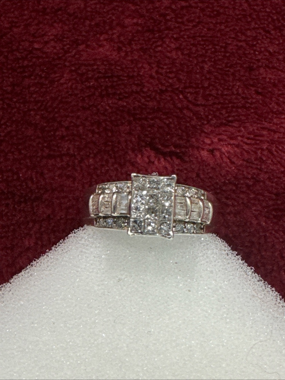 Sterling Silver Diamond Ring Size 9 3.3g .50ct Princess Baguette Round Diamonds